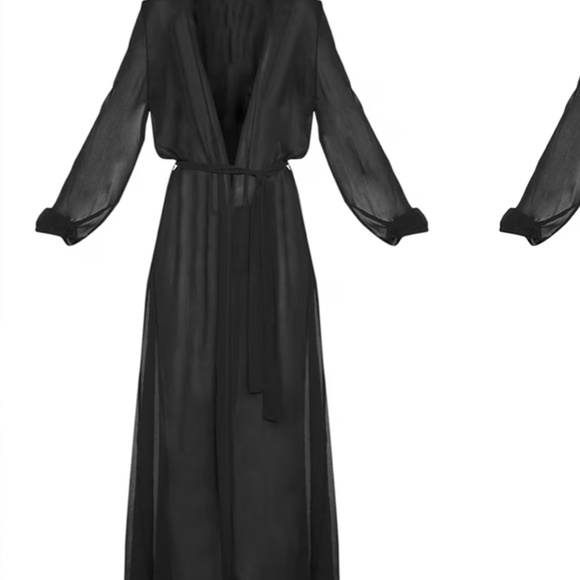 Black/white maxi belted beach kimono - Picture 2 of 14